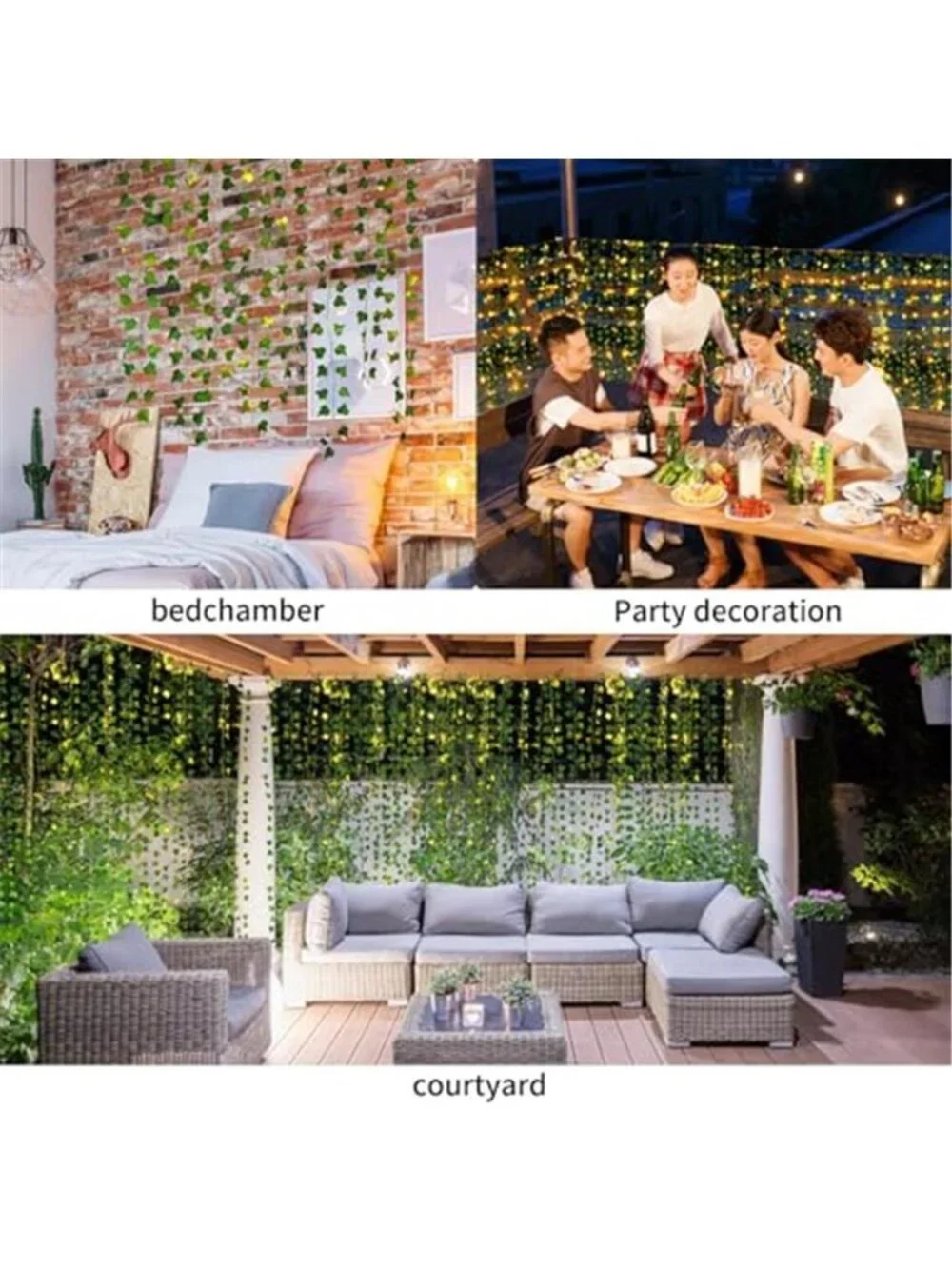 Artificial Ivy Garland 86FT Vine 80 LED String Lights Remote Bedroom Wall Decor
